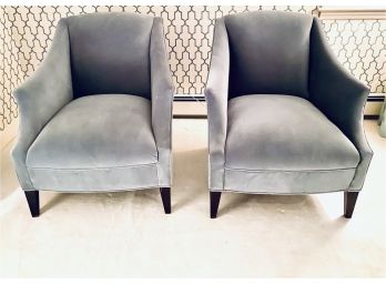 Pair Mitchell Gold Sage Blue Velvet Side Chairs