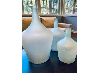 Set Three Frosted Sea Foam Vases