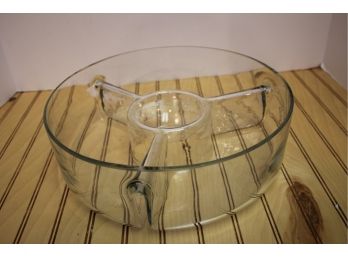 Clear Glass Sectioned Chip & Dip Bowl