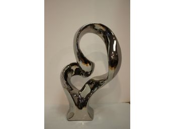 Beautiful Ceramic With Silver Overlay Contemporary Abstract Sculpture