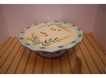 Hand Painted Ceramic Pedestal Cake Plate