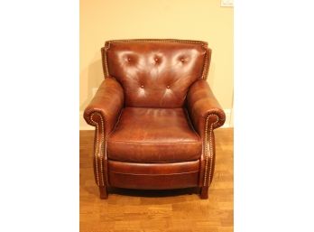 Thomasville Brown Leather Tufted Club Chair