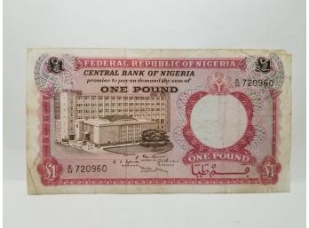 1967 Central Bank Of Nigeria 1 Pound Banknote