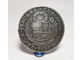 1834 Repub Peruana M 8R M M Firme Y Feliz Por La Union Silver Coin