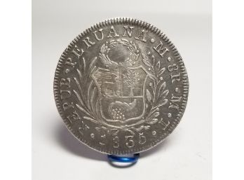 1835 Repub Peruana M 8R M M Firme Y Feliz Por La Union Silver Coin