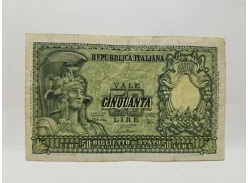 1951 Repubblica Italiana 50 Lire Banknote