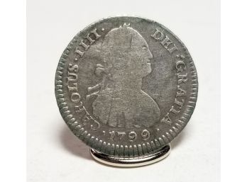 1799 Carolus IIII Spanish Colonial 1 Reales, Silver  Coin