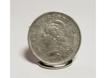 1882 Republica Argentina 10 Cent 9 Dos Silver Coin
