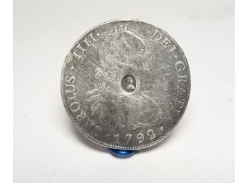 1792 DEI Gratia Silver 8 Reales Carolus IIII With Countermark