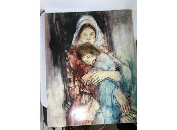 Mother & Child By Sahall Acrylic Painting 22x28 COA Avail $6000 Retail & Other Unknown Artist