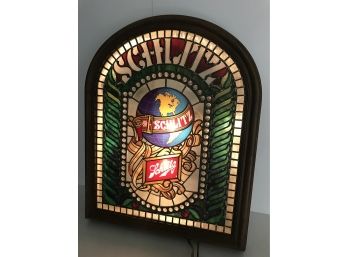 Schlitz Beer Stained Glass Style Globe Lighted Plastic Sign