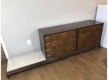Johnson Furniture Manufacturers Mid Century Dresser With Side Marble Bench Extension (disassembled)