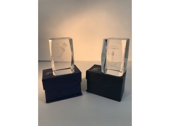3D Laser Etched Crystal Glass Paperweight Display Hologram Style