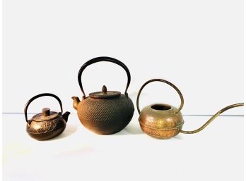 Copper And Cast Iron Tea Pots