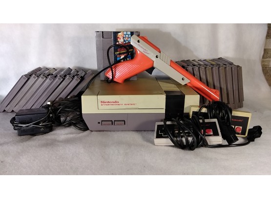Nintendo Entertainment System, Zapper, Controllers And Cartridges