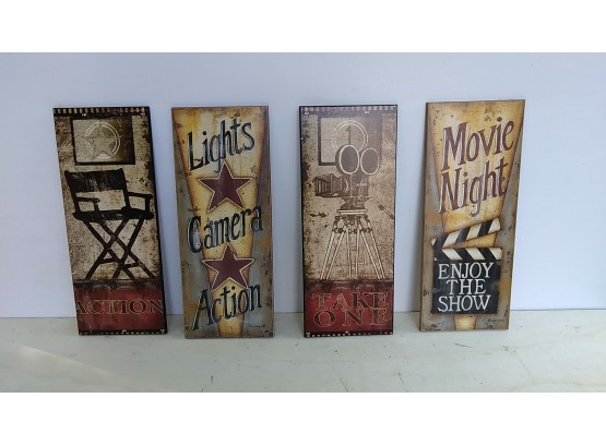 Lot Of Four Movie Themed Wooden Wall Hangings