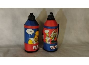 Two Simpsons Water Bottles With Covers