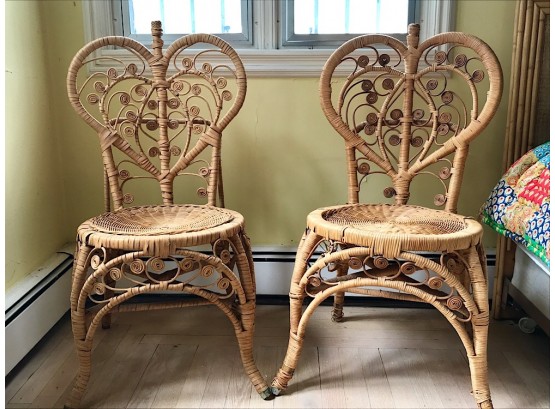 Two Peacock Wicker Chairs