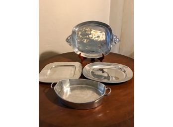 Pottery Barn Pewter Look Serving Pieces