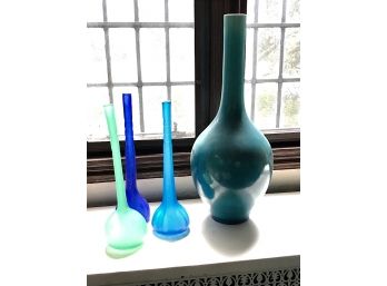 Unique Seaglass Vases And Tall Aqua Vase