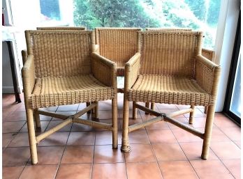 Five Wicker Arm Chairs