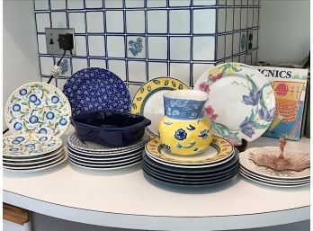 Assorted Blue & Yellow Dishes