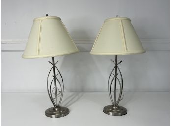Pair Of Metal Base Table Lamps