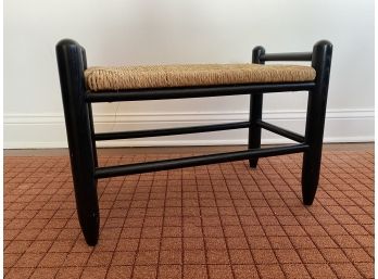 Small Black Stool With Rush Seat
