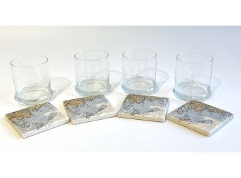 Greenwich Harbor Stone Coasters & Rocks Glasses