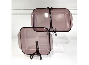 Two Amethyst Pyrex Baking Dishes