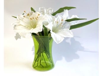 Faux Silk Floral In A Green Vase