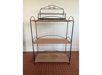 Standing Three Tier Book Shelf And Single Hanging Book Shelf Both Metal And Wicker
