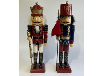 Two Tall Wooden Soldier Nutcrackers