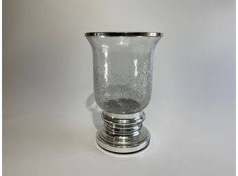Silver Trimmed Hurricane Candle Holder