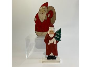 Two Silvestri Wooden Santas