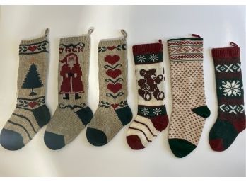 Six Knit Christmas Stockings