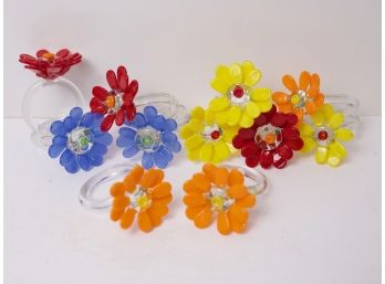 A Delicate Collection Of Colorful Floral Napkin Rings
