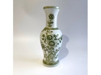 Tall Green And White Porcelain Vase
