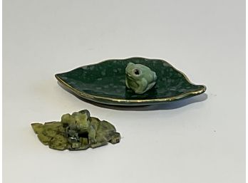 Two Petite Frogs And A Lilly Pad