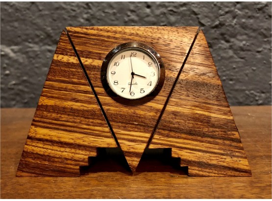Original David Griffiths Carved Zebrawood Desk Clock