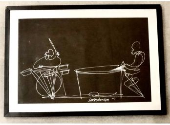 Original NYC Artist SIR SHADOW Single Line Drawing Of Musicians