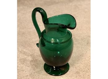 Vintage Hand Blown Glass Pitcher Signed M