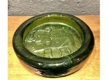 Vintage Solid Glass Elephant Coin Dish