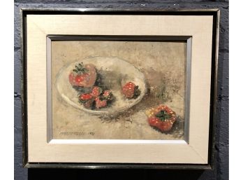 Original Vintage Still Life Painting Of Strawberries Signed Masterson