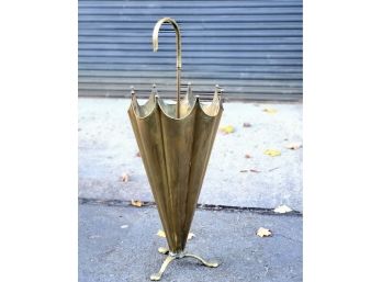 Mid Century Brass Umbrella Shaped Umbrella Stand Holder