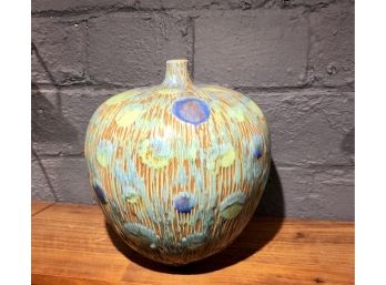 Large Vintage Apple Shaped Ceramic Vase Signed - Amazing Glaze