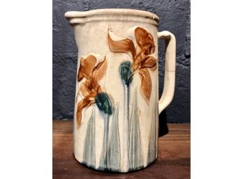Early Unmarked Roseville Pottery Iris Pitcher