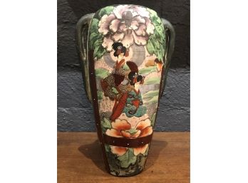 LARGE Vintage Hand Painted Japanese Porcelain Vase