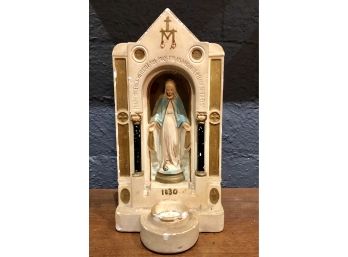 Vintage 1930s Religious Chalkware Holy Water Display