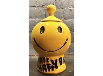 Vintage McCoy Pottery Smiley Face Cookie Jar